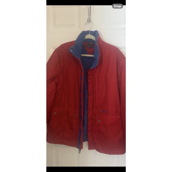 Vintage 90s Tommy Hilfiger Jacket XL Fleece Lined Red Blue Yellow Red - Picture 2 of 13